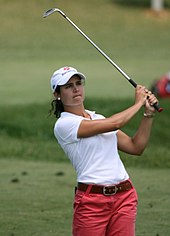 Lorena Ochoa, a retired number one female golfer, pictured here in 2007 2007 LPGA Championship - Lorena Ochoa (1).jpg