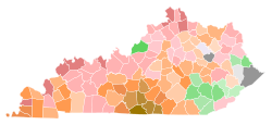 Results by county:
Bevin
30-40%
40-50%
50-60%
Comer
20-30%
30-40%
40-50%
50-60%
60-70%
70-80%
80-90%
90-100%
Heiner
20-30%
30-40%
40-50%
50-60%
Scott
30-40%
60-70%
Tie
20-30% 2015 Kentucky gubernatorial election Republican primary results map by county.svg