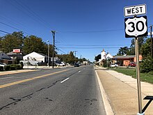 U.S. Route 30 westbound in Egg Harbor City 2018-09-16 12 19 57 View west along U.S. Route 30 (White Horse Pike) just west of New Jersey State Route 50 and Atlantic County Route 563 (Philadelphia Avenue) in Egg Harbor City, Atlantic County, New Jersey.jpg