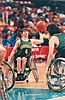 Julianne Adams passes the ball at the 1996 Atlanta Paralympic Games