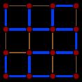 A 4x4 grid graph and one of its spanning trees.