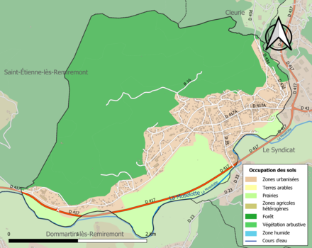 Carte en couleurs présentant l'occupation des sols.