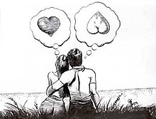 This image depicts some particular issues that can arise within a romantic relationship. It also portrays how certain tones of a relationship can change. Sometimes this is the unspoken language between a man and women. This photo relates to the common stereotypes that can be seen in relationships. A-happy-couple.jpg