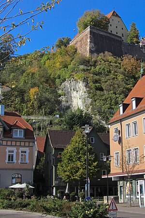 View from Johann-Matthäus-Voith-Platz to Heidenschmiede (center)