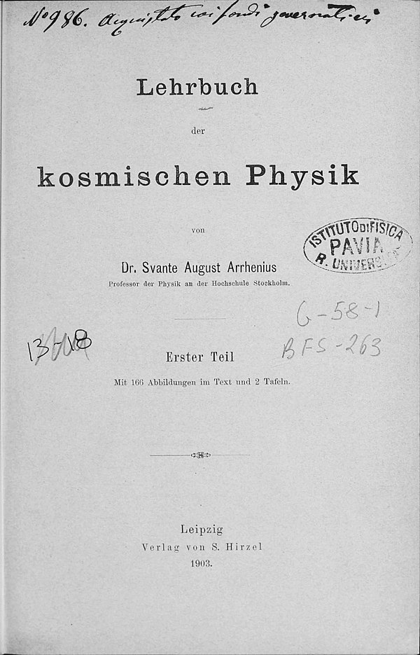 Lehrbuch der kosmischen Physik, 1903