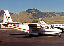 Britten-Norman Islander of Salmon Air at Salmon Idaho in 2000 BN2A-20 N25SA Salmon Air Salmon ID 26.06.00R edited-2.jpg
