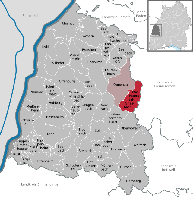 Elhelyezkedése Baden-Württemberg térképén