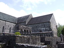 Northern elevation.
Cloisters & other monastic ruins. Ballintubber Abbey cloisters.JPG