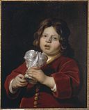 Bartholomeus van der helst the - Potret Anak laki-laki memegang Silver Minum Cup.jpg