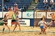 Deutsch: Beachhandball Europameisterschaften 2019 (Beach handball Euro); Tag 6: 7. Juli 2019 – Spiel um Platz Drei, Frauen, Kroatien-Niederlande 0:2 (14:23, 20:22) English: Beach handball Euro; Day 6: 7 July 2019 – Women's Bronze Medal Match – Croatia-Netherlands 0:2 (14:23, 20:22)