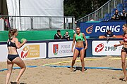 Deutsch: Beachhandball Europameisterschaften 2019 (Beach handball Euro); Tag 2: 3. Juli 2019 – Frauen, Vorrunde Gruppe D, Ukraine-Deutschland 2:0 (23:22, 32:24) English: Beach handball Euro; Day 2: 3 July 2019 – Women Preliminary Round Group D – Ukraine-Germany 2:0 (23:22, 32:24)