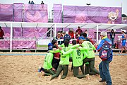 Deutsch: Beachhandball bei den Olympischen Jugendspielen 2018; Tag 6, 12. Oktober 2018; Jungen, Platzierungssspiel Ränge 7-8 – Venezuela-Italien 2:0 English: Beach handball at the 2018 Summer Youth Olympics at 12 October 2018 – Boy's Placement Match 7-8 – Venezuela-Italy 2:0