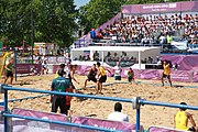 Deutsch: Beachhandball bei den Olympischen Jugendspielen 2018; Tag 3, 9. Oktober 2018; Jungs, Vorrunde, Gruppe A - Ungarn-Thailand 2:1 English: Beach handball at the 2018 Summer Youth Olympics at 9 October 2018 – Girls Preliminary Round Group A‎ – Hungary-Thailand 2:1