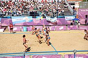 Deutsch: Beachhandball bei den Olympischen Jugendspielen 2018; Tag 3, 9. Oktober 2018; Mädchen, Vorrunde, Gruppe A - Chinese Taipei (Taiwan)-Mauritius 2:0 English: Beach handball at the 2018 Summer Youth Olympics at 9 October 2018 – Girls Preliminary Round Group A‎ – Chinese Taipei-Mauritius 2:0