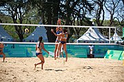 Deutsch: Beachvolleyball bei den Olympischen Jugendspielen 2018; Tag 8, 14. Oktober 2018; Mädchen, Achtelfinale – Mexiko-China 0:2 (15–21/16–21) English: Beach volleyball at the 2018 Summer Youth Olympics at 14 October 2018 – Girls Round of 16 – Mexico-China 0:2 (15–21/16–21)