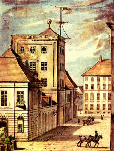 The royal stables and the observatory, watercolor painting by Leopold Ludwig Müller, 1824