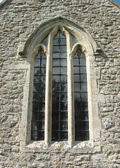 St Lawrence's parish church: 13th-century east window of chancel Besselsleigh StLawrence EastWindow.JPG