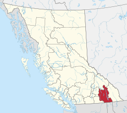 Regional District of Central Kootenays läge i British Columbia.