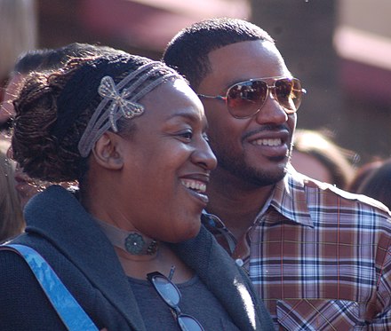 Pounder with Avatar co-star Laz Alonso in December 2009