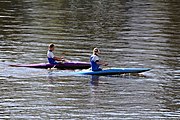 Deutsch: Kanusport bei den Olympischen Jugendspielen 2018; Tag 10, 16. Oktober 2018; Finalrennen Mädchen Einer-Canadier-Slalom: Doriane Delassus (Frankreich) - Zola Lewandowski (Deutschland) English: Canoeing at the 2018 Summer Youth Olympics at 16 October 2018 – Girls' C1 slalom Gold Medal Race: Doriane Delassus (France) - Zola Lewandowski (Germany)