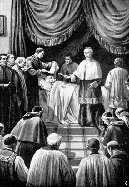 The camerlengo proclaiming a papal death