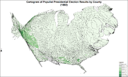 Cartograma de los resultados de las elecciones presidenciales populistas por condado