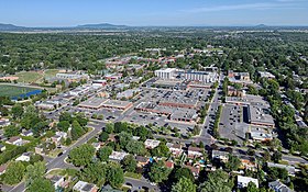 Aerial view of downtown Saint-Bruno-de-Montarville in 2021