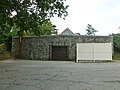 Saint Bridget Chapel in Saint Patrick Cemetery, located at 1251 Gorham Street, Lowell, Massachusetts. West (back) sides of building shown.