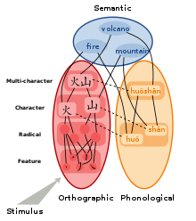 Chinese characters' graphy and other intralexical aspects largely increase the information load to master for English speakers. Chinese lexical entry multilevel.svg