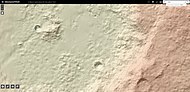 A topographic map created using Mars Orbiter Laser Altimeter (MOLA) data. This map show the relative elevation of Clark crater's central peak in 100 meter elevation contour lines (dashed) and 500 meter elevation contour lines (bold) with a total elevation uncertainty of +/- 6 meters.