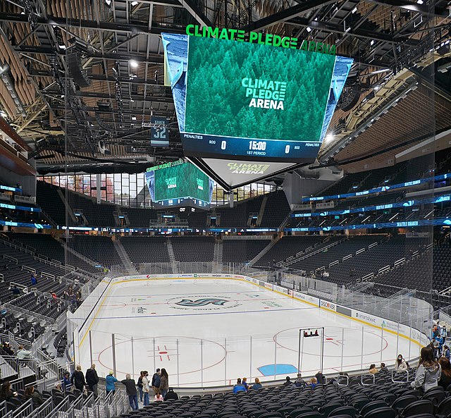 Interior view of Climate Pledge Arena, the team's home venue, during a public open house