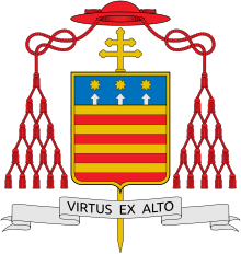 Coat of arms of Cardinal Martino, current Cardinal Protodeacon Coat of arms of Renato Martino.svg