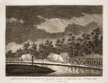 Vuurgevecht aan de Vaartse Rijn bij Jutphaas op 9 mei 1787, maar hier met kanonnen.