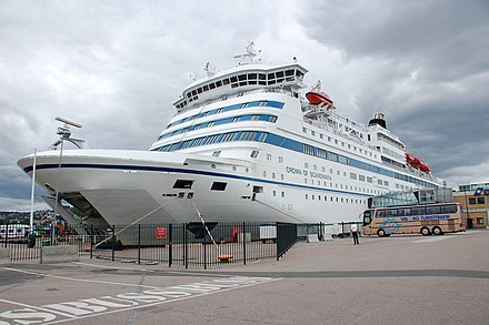 The huge ferry to Copenhagen in port