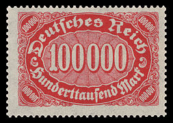 Sello de 1922. Inflación. Leyenda: Deutsches Reich