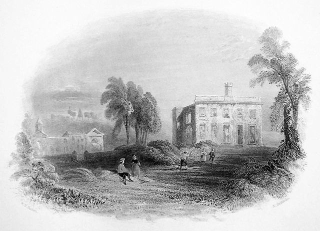 Wellesley spent much of his early childhood at his family's ancestral home, Dangan Castle in County Meath, Ireland (engraving, 1842).
