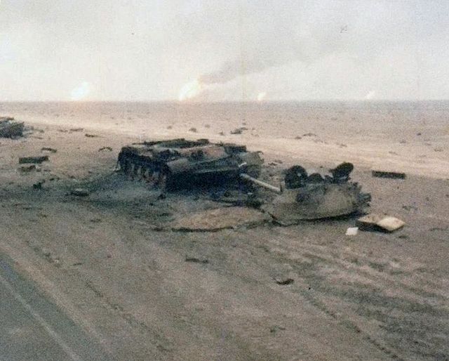 Iraqi tanks destroyed by Task Force 1-41 Infantry during the 1st Gulf War, February 1991.