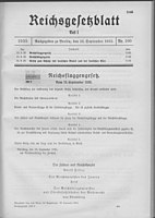 Nürnberger Rassengesetze (RGBl. 1935, Nr. 100, S. 1145)