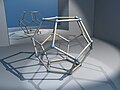 Set of Platonic solids; rendered wireframes with shadows