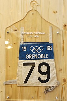 Bib used during the games. Dossard JO d'hiver 1968.jpg