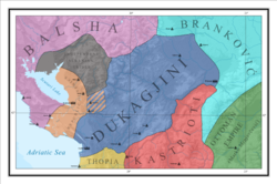 Tierras de los Dukagjini entre 1387-1393