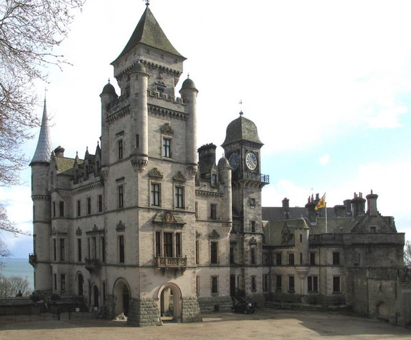 Dunrobin Castle, historic seat of the Earls of Sutherland, chiefs of Clan Sutherland.