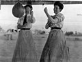 Durack sisters sparring with a speed bag (16618698644).jpg