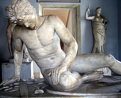 The Dying Gaul, Capitoline Museums, Rome, a Roman marble copy of a Hellenistic Greek original from the city of Pergamon in Anatolia (modern Turkey), most likely depicting a Galatian Celt