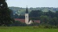Obereglfing — Ortsansicht mit Pfarrkirche St. Martin von Westen