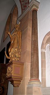 This column in the Bad Munstereifel church in Germany is made from the calcium carbonate deposits that built up in the Roman Eifel Aqueduct over several centuries of use. Eifelmarmor01.jpg