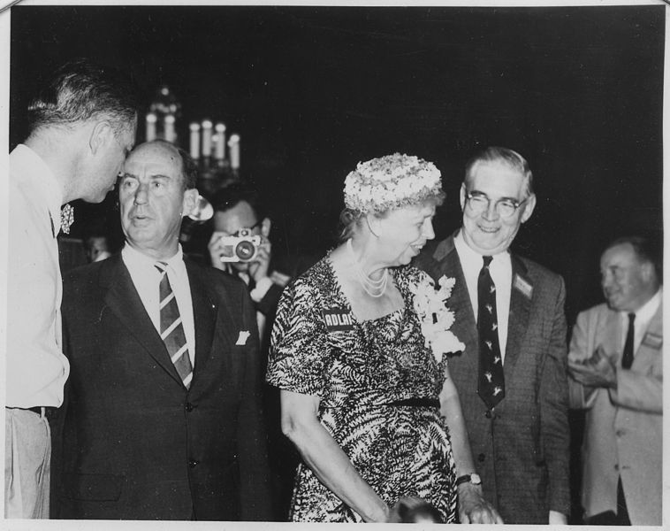 File:Eleanor Roosevelt, Adlai Stevenson, and Senator P. McNamara in Michigan - NARA - 196129.jpg