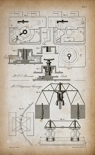 File:Engineering; a lock, and a carriage. Engraving by E. Kennion Wellcome V0024567EL.jpg