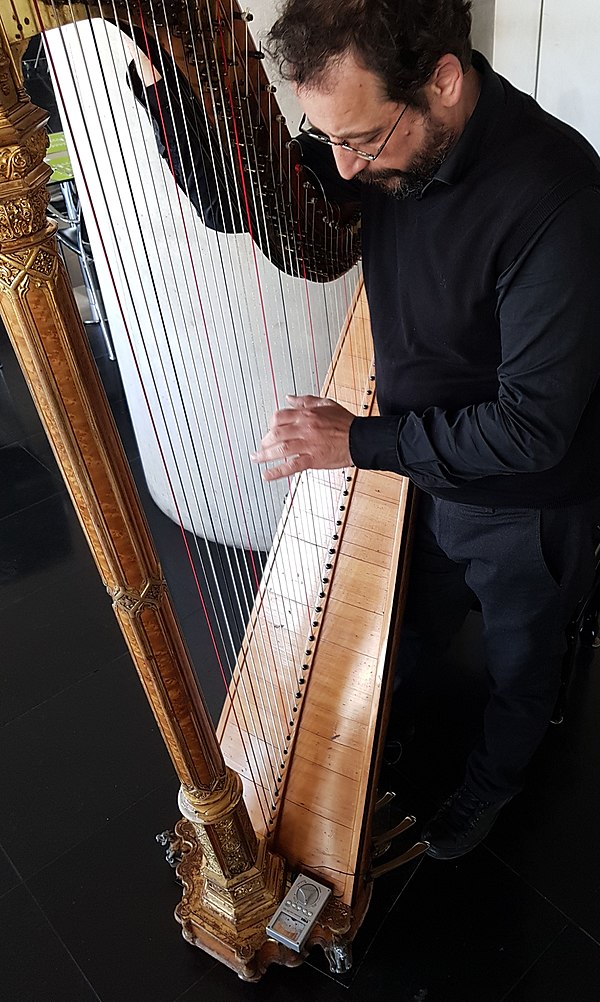 Tuning of Sébastien Érard harp using Korg OT-120 Wide 8 Octave Orchestral Digital Tuner