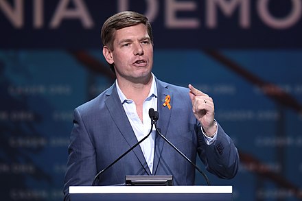 Eric Swalwell speaking to the California Democratic Party State Convention in June 2019.